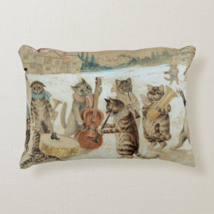 Cats Carol Singing by Louis Wain    Decorative Cushion