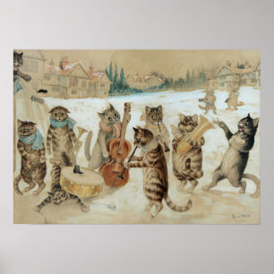 Cats Carol Singing by Louis Wain Poster