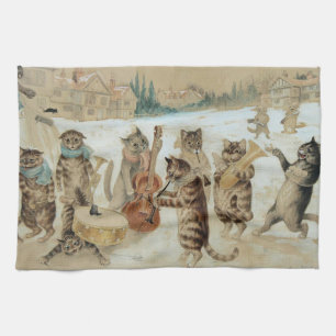 Cats Carol Singing by Louis Wain  Tea Towel