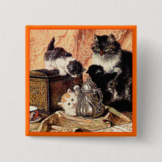Cats - Cat Painting - by Ronner-Knip 15 Cm Square Badge