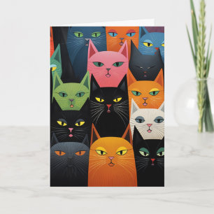 CATS CATS ART BIRTHDAY GREETING CARD