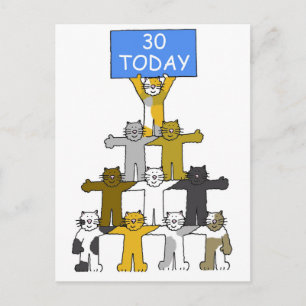 Cats celebrating 30th Birthdays. Postcard