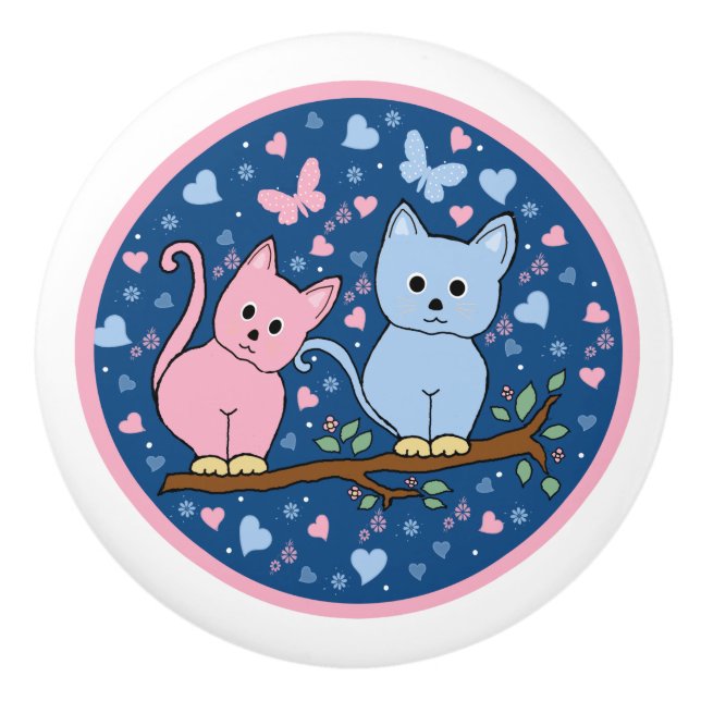 cats ceramic knob (Front)