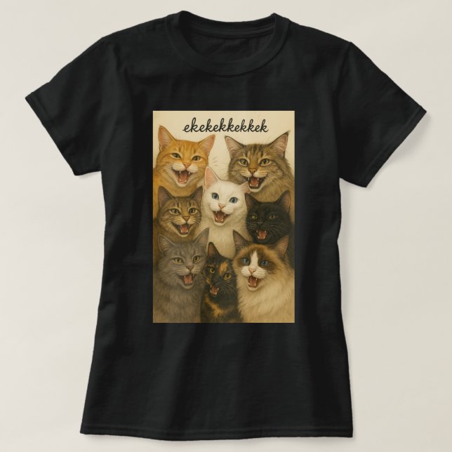 Cats chattering, chirping, ekekek T-Shirt (Design Front)