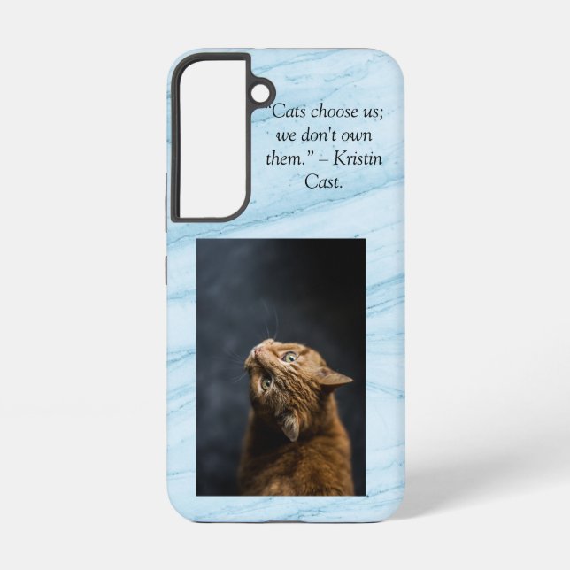 Cats choose us blue marble background  samsung gal samsung galaxy s22 case (Back)