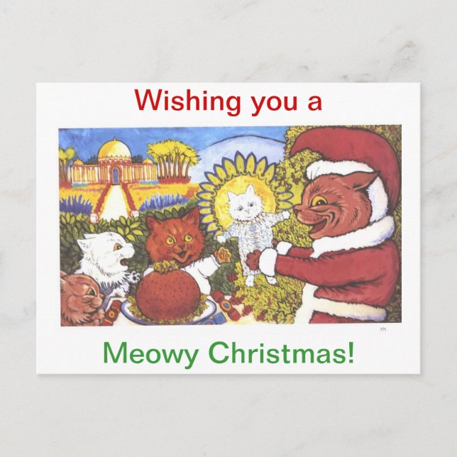 Cats' Christmas, by Louis Wain Holiday Postcard (Front)