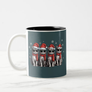 Cats Christmas Cat Mom Holiday Xmas Santa Two-Tone Coffee Mug
