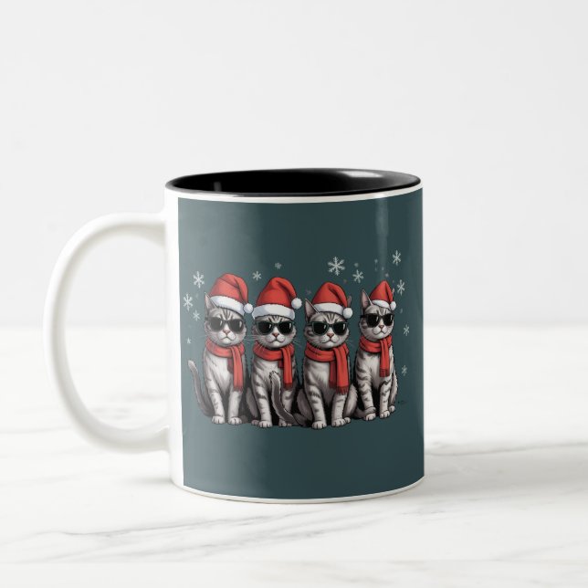 Cats Christmas Cat Mum Holiday Xmas Santa Two-Tone Coffee Mug (Left)
