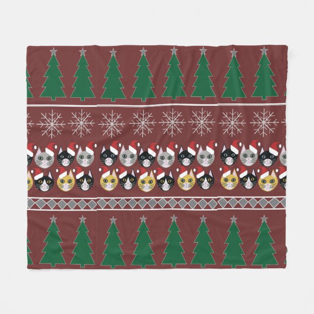 Cats Christmas  Fleece Blanket (Front (Horizontal))