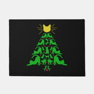 Cats Christmas Funny Meowy Christmas Tree Cat Love Doormat