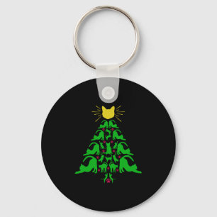 Cats Christmas Funny Meowy Christmas Tree Cat Love Key Ring