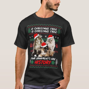 Cats Christmas Funny Ornaments Norwegian Forest Ca T-Shirt