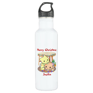 Cats christmas gift, personalised name  710 ml water bottle