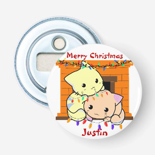 Cats christmas gift, personalised name bottle opener