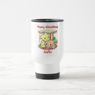 Cats christmas gift, personalized name travel mug