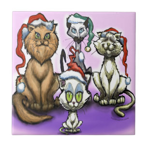 Cats Christmas Hats Tile