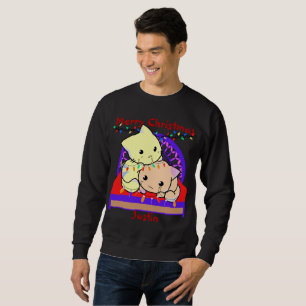 Cats christmas on bed, personalized name  sweatshirt