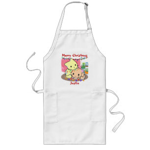 Cats christmas on mat, personalised name long apron