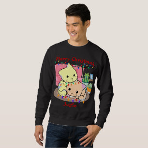 Cats christmas on mat, personalised name sweatshirt