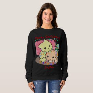 Cats christmas on mat, personalized name sweatshirt