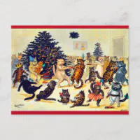 Cat s Christmas Party Louis Wain Holiday Postcard Zazzle