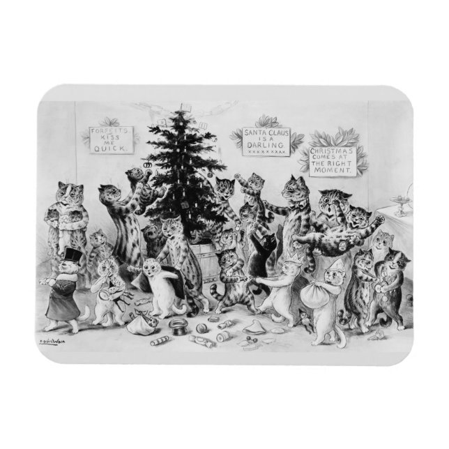 Cats Christmas Party Louis Wain Magnet (Horizontal)