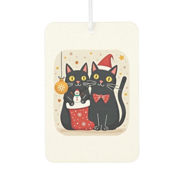Cats Christmas Retro 50s 60s Xmas (1) Car Air Freshener (Front)