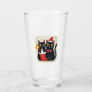 Cats Christmas Retro 50s 60s Xmas (1) Glass