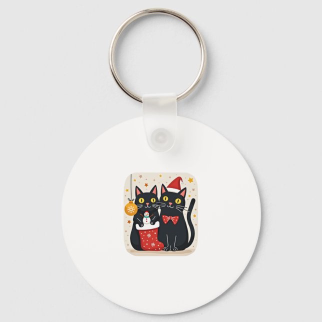 Cats Christmas Retro 50s 60s Xmas (1) Key Ring (Front)