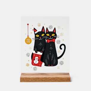 Cats Christmas Retro 50s 60s Xmas (2) Acrylic Sign
