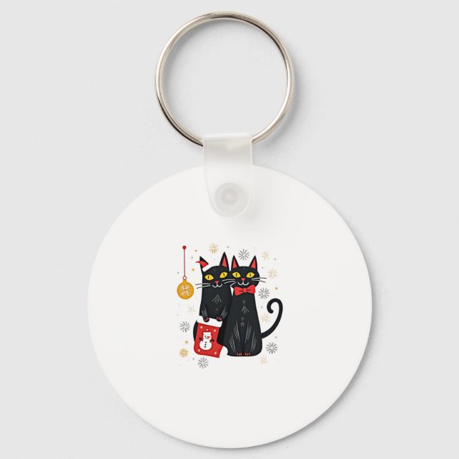 Cats Christmas Retro 50s 60s Xmas (2) Key Ring (Front)