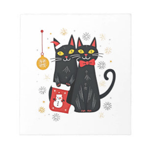 Cats Christmas Retro 50s 60s Xmas (2) Notepad