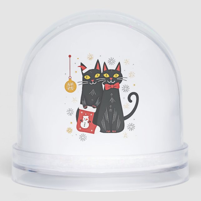 Cats Christmas Retro 50s 60s Xmas (2) Snowglobe (Front)