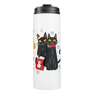 Cats Christmas Retro 50s 60s Xmas (2) Thermal Tumbler
