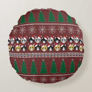 Cats Christmas  Round Cushion