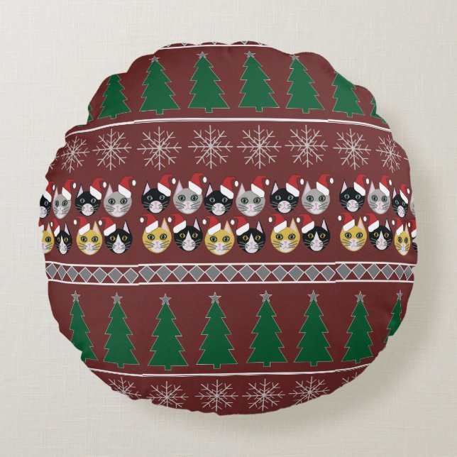 Cats Christmas  Round Cushion (Front)