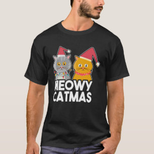 Cats Christmas Santa Hat Meowy Catmas Cat T-Shirt