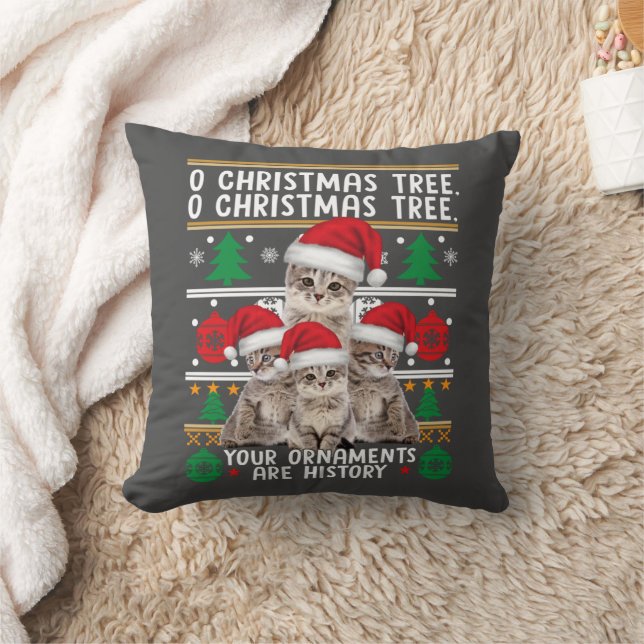 Cats Christmas Shirt Funny Ornaments Pajama Family Cushion (Blanket)
