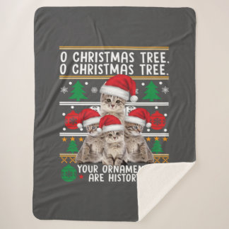 Cats Christmas Shirt Funny Ornaments Pajama Family Sherpa Blanket