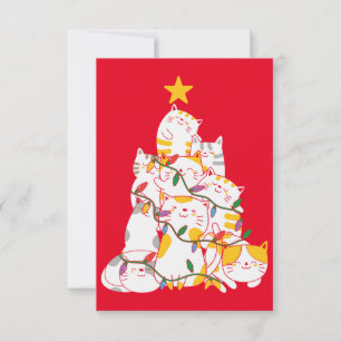 Cats Christmas Tree Funny Cats Christmas  Thank You Card