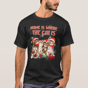 Cats Christmas Tree Home Is Where My Cat Is T-Shirt