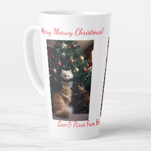 Cats Christmas Tree, Image Names Text, Customize, Latte Mug