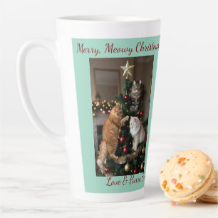 Cats Christmas Tree, Image Names Text, Customize,  Latte Mug