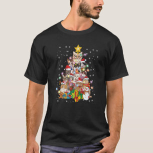 Cats Christmas Tree Lights Ornament Decor Cat T-Shirt