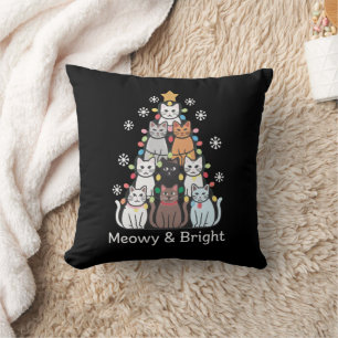 Cats Christmas Tree Meowy Bright Cute Xmas Cushion