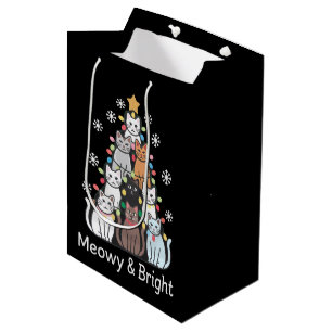 Cats Christmas Tree Meowy Bright Cute Xmas  Medium Gift Bag