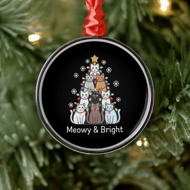 Cats Christmas Tree Meowy Bright Cute Xmas  Metal Tree Decoration (Tree)