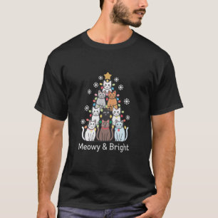 Cats Christmas Tree Meowy Bright Cute Xmas T-Shirt