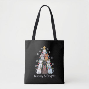 Cats Christmas Tree Meowy Bright Cute Xmas Tote Bag