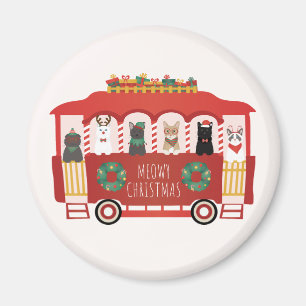 Cats Christmas Trolly Meowy Christmas Magnet